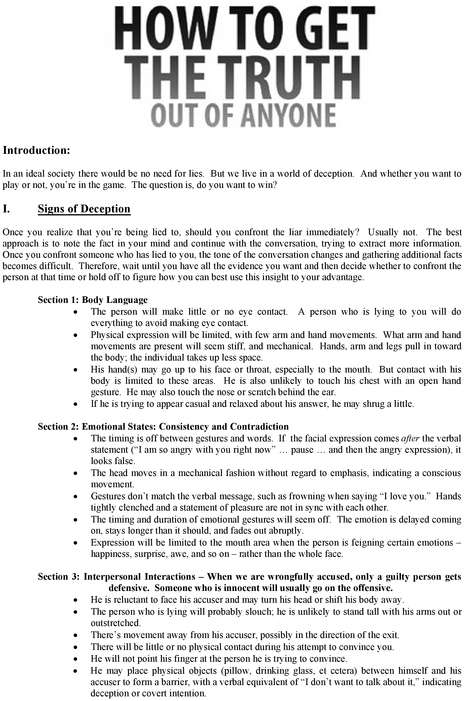 Product picture How to Know if Somebody Lies - Get the Truth out of Him  Her